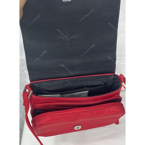 VILLAGER Liz Claiborne Purse All-In-One Crossbody Nylon Red - Picture 7 of 9